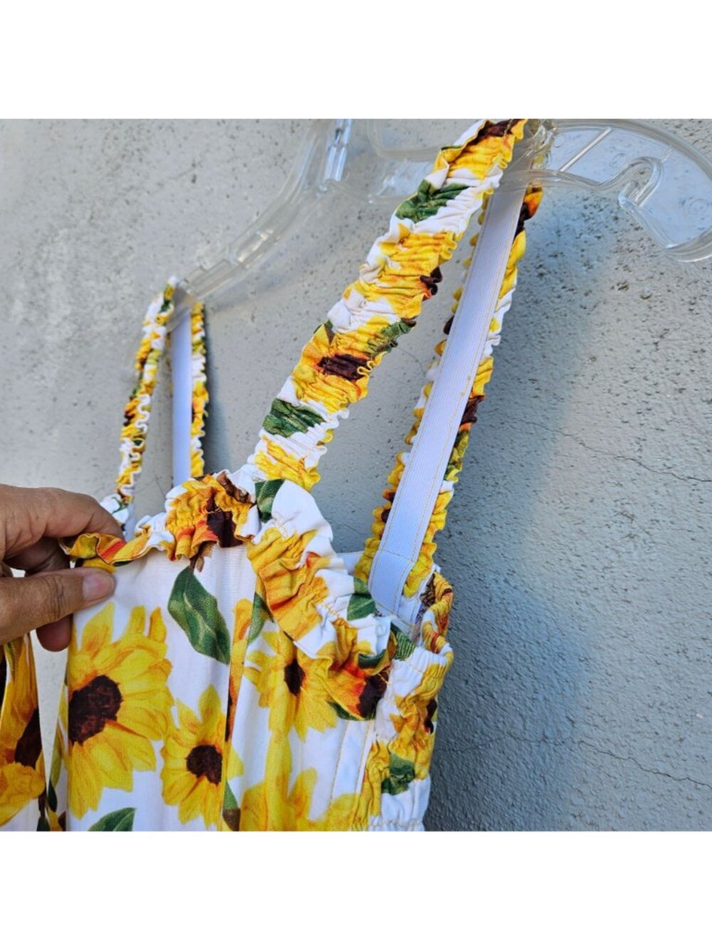 Vintage 90s French Sunflower Print Cotton Sundress Size M - Picture 12 of 16